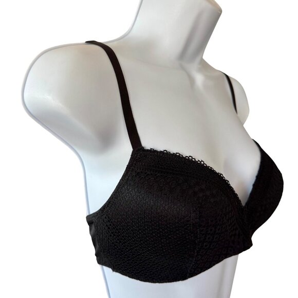 Maidenform Self Expressions Wireless T-Shirt Bra 38D Black Lace Modern Neckline - Picture 7 of 8